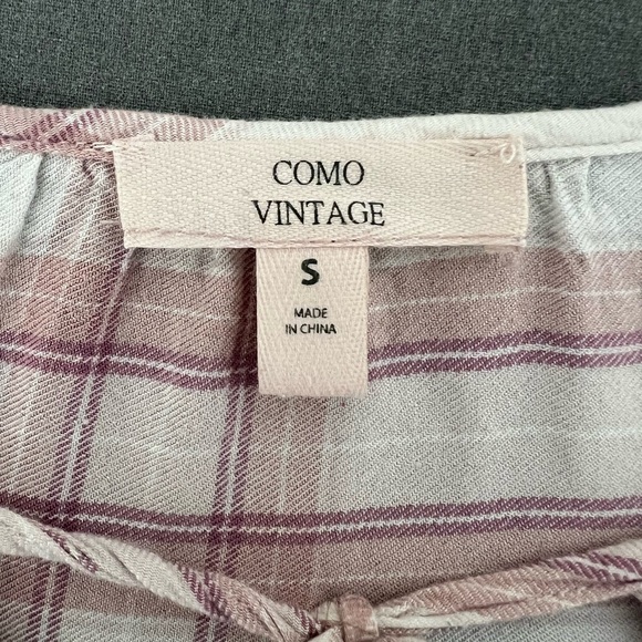 Como Vintage Pink Plaid Peasant Blouse – Size Small - Picture 2 of 7